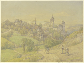 Kleeberg in the Wetterau region, a small mountain town with old towers, a castle, and a church, 1870 Creator: Peter Becker.
