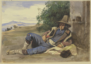 Savoyards lying on the ground, 1840. Creator: Carl Friedrich Heinrich Werner.