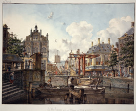 Town view with drawbridge, 1795. Creator: Johannes Huibert Prins.