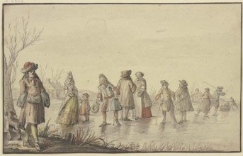 Many costumed figures on the ice, 17th century. Creator: Zacharias Blijhooft.