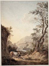 Italian-style landscape with a shepherd, c1790-1795. Creator: Jacob van Strij.