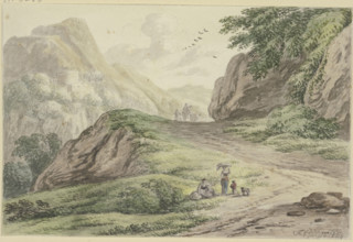 Mountain path with staffage, (1689?). Creator: Unknown.
