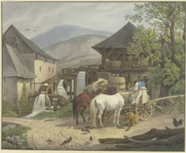 Sawmill and gristmill in the Stickelberg Valley near Wiener Neustadt on the Hungarian border, 1816. Creator: Johann Adam Klein.