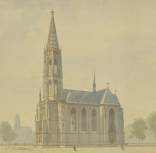 Design for the Church of the Three Kings in Sachsenhausen, late 19th century. Creator: Ludwig Hoffstadt.