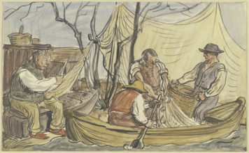 Outgoing fishermen, 1898. Creator: Fritz Boehle.