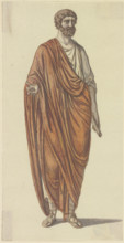 Roman consul: Standing man in Roman dress (from Goethe's Roman Carnival), late 18th century.  Creator: Johann Georg Schütz.