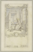 Small girl sitting at a table, 18th century. Creator: Hubert Francois Gravelot.