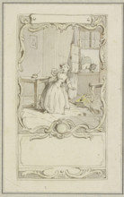 Small girl standing at a table, 18th century. Creator: Hubert Francois Gravelot.