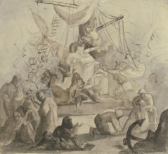 Crew of a frigate, in a battle (?), 1846. Creator: Victor Muller.
