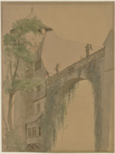 Detailed View of the Courtyard of Fürstenau Castle in the Odenwald Forest, mid-19th century. Creator: Josef Ferdinand Becker.