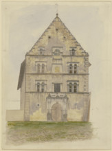 The town hall in Karlstadt am Main, mid-19th century. Creator: Josef Ferdinand Becker.