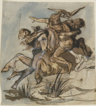 Bearded man on a horse at a full gallop..., mid-19th century. Creator: Victor Muller.