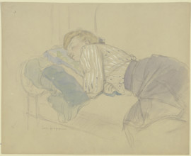 Sleeping young woman, late 19th century. Creator: Jacob Happ.
