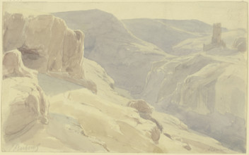 Spanish mountain landscape, 1850. Creator: Karl Peter Burnitz.