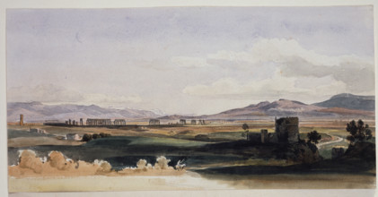 Roman Campagna and the Alban Hills, 19th century. Creator: Ernst Fries.