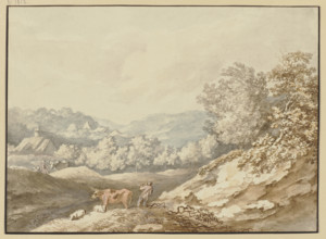 Mountain landscape with a village in the middle ground, 18th century. Creator: Karl Kuntz.