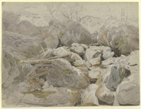 Waterfall between boulders, 1834. Creator: Carl Morgenstern.