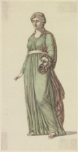 The Tragic Muse: Standing Woman, a Mask in Her Left Hand (from Goethe's Roman Carnival). Creator: Johann Georg Schütz.