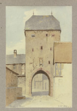 The main gate in Bergen, 1857. Creator: Carl Theodor Reiffenstein.