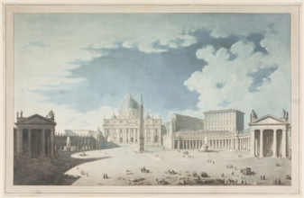 St. Peter's Basilica and St. Peter's Square in Rome, c1765-1800. Creator: Francesco Pannini.