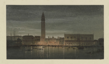Saint Mark's Square by night, 1851. Creator: Carl Theodor Reiffenstein.