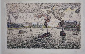 Steamers on the Seine, c1893-1898. Creator: Paul Signac.