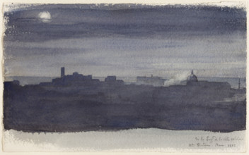 View of Rome at Night, 1836. Creator: Hippolyte-Jean Flandrin.