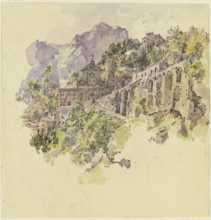 Mountain monastery with large terraces and staircases, c1841-1847. Creator: Johann Nepomuk Rauch.