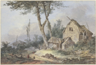Landscape with a dilapidated farmstead, 1790. Creator: Louis Gabriel Moreau.