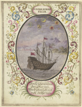 A ship in an oval, c1740-1788. Creator: Johann Esaias Nilson.