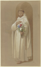 Carthusian monk with a bouquet of symbolic flowers, 1851. Creator: Eduard von Steinle.