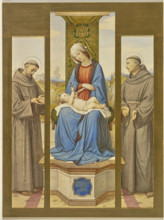 Madonna enthroned, beside her Saints Francis and Anthony, as a triptych, 1861. Creator: Eduard von Steinle.