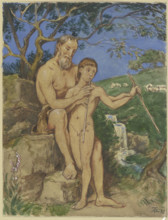 Old and young faun, 1887. Creator: Hans Thoma.