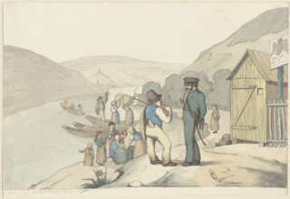 Toll guard at the Rhine, 1829. Creator: Jakob Dielmann.