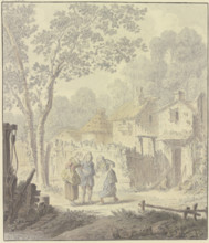 Argument scene with a country lady on the village street, c1740-1800. Creator: Johann Georg Wille.