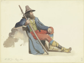 Resting shepherd of the Roman Campagna, 1851. Creator: Ludwig Thiersch.