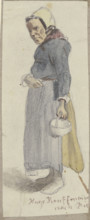 Old woman with basket, 1860. Creator: Hugo Kauffmann.
