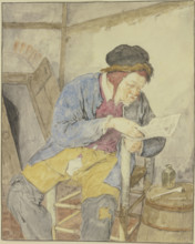 Man reading a newspaper, 1688.  Creator: Cornelis Dusart.
