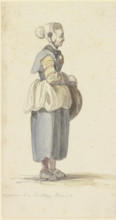 Standing peasant woman in Zurich, in profile facing right, c1771-1772. Creator: Georg Melchior Kraus.