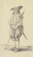 Standing man with halberd and saber, c1771-1772. Creator: Georg Melchior Kraus.