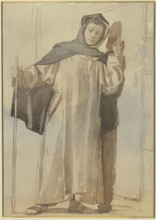 Monk knocking on a door, c1850-1900. Creator: Johann Heinrich Hasselhorst.
