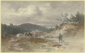 Landscape with an ox-drawn cart, 1882. Creator: Anton Burger.