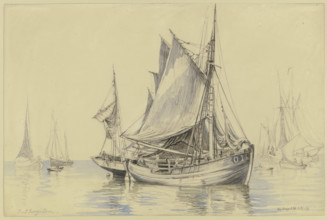 Fishing boats near Ostend, 1886. Creator: Ernst Morgenstern.