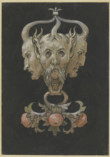 Three sayrtyr masks, 1887. Creator: Hans Thoma.