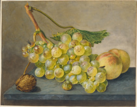 Still Life with Bunch of Grapes, Walnut and Peaches,  c1765-1800. Creator: Wybrand Hendriks.