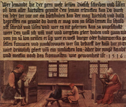 School with school master and children, 1516. Creator: Ambrosius Holbein.
