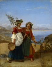 Dies palmarum, two Neapolitan girls returning from the festival, 1823. Creator: Louis Léopold Robert.