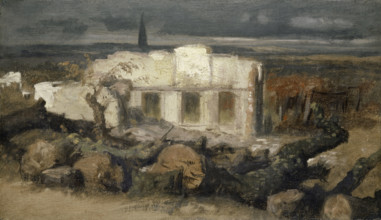Destroyed House in Kehl, 1870. Creator: Arnold Bocklin.