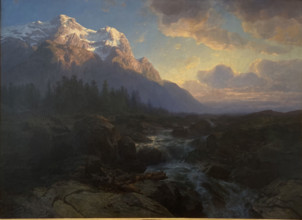 The Rosenlaui Valley with the Wetterhorn, 1856. Creator: Alexandre Calame.