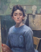 Self-Portrait in front of the Easel, 1887. Creator: Augusta Rossmann.